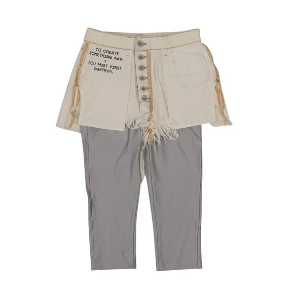 UNRAVEL PROJECT White Reverse Shorts Layered Stretch Leggings Size 26 $665 - Picture 1 of 6